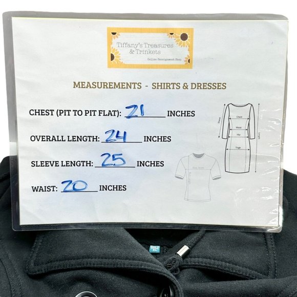 Sebby Hooded Peacoat Women's XL Black Long Sleeve Collar Button Closure Pockets - Picture 10 of 11